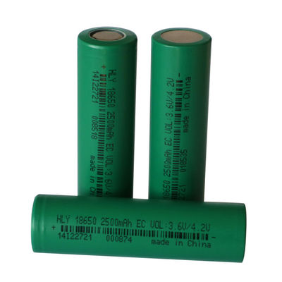 3.6V 2500mah لی یون 18650 بسته باتری سلول های استوانه ای 500 برابر عمر چرخه طولانی